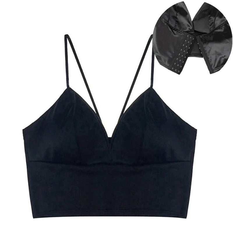Satin Crop Top mit Polsterung & Spaghettiträgern